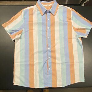 Striped Short Sleeve Shirt, XL